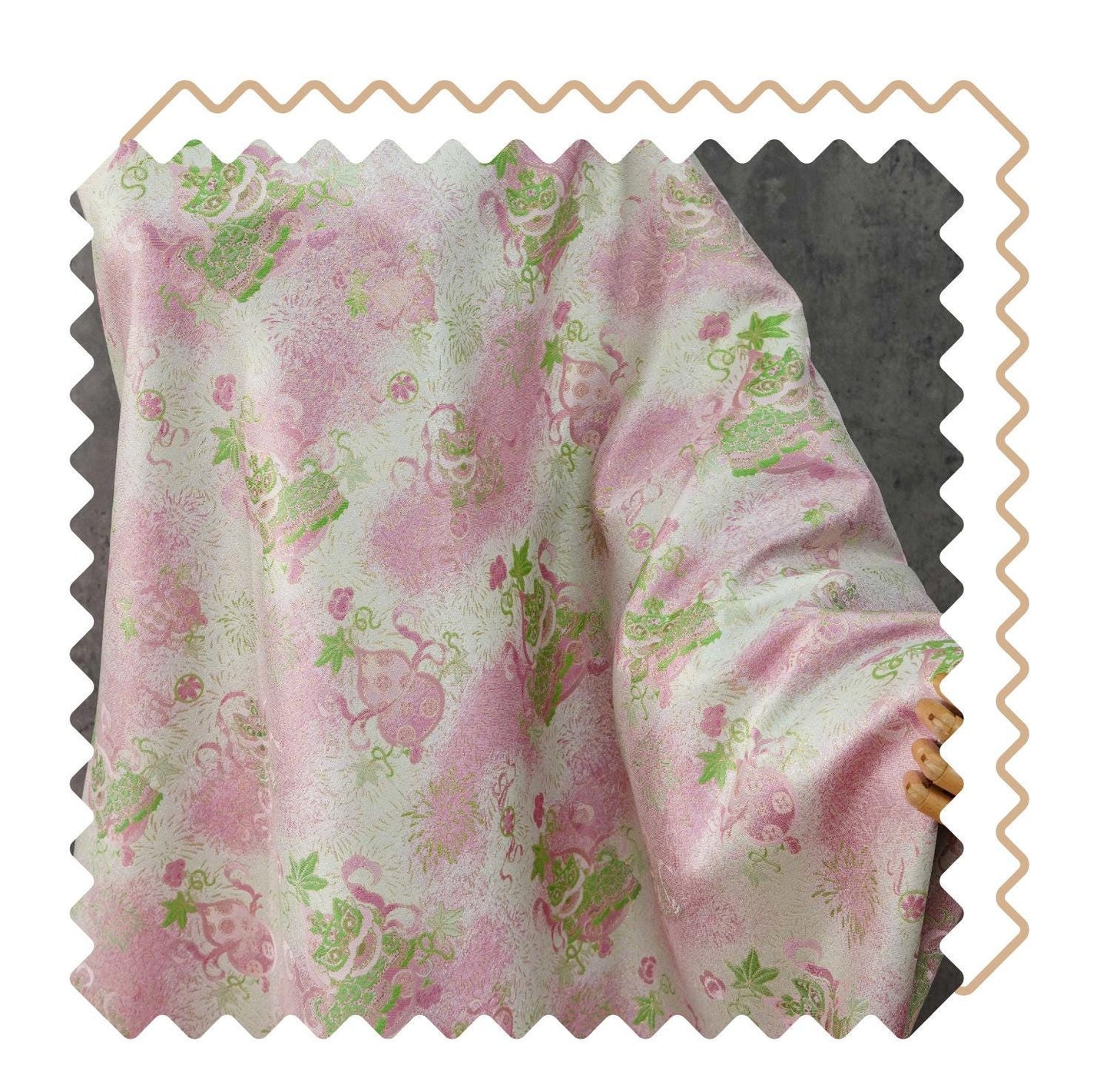Luxury Song Dynasty Brocade Fabric, Golden Thread Jacquard Textile for Couture, Premium Oriental Silk Woven Material by the Yard - 1 Meter - Poppylollipop