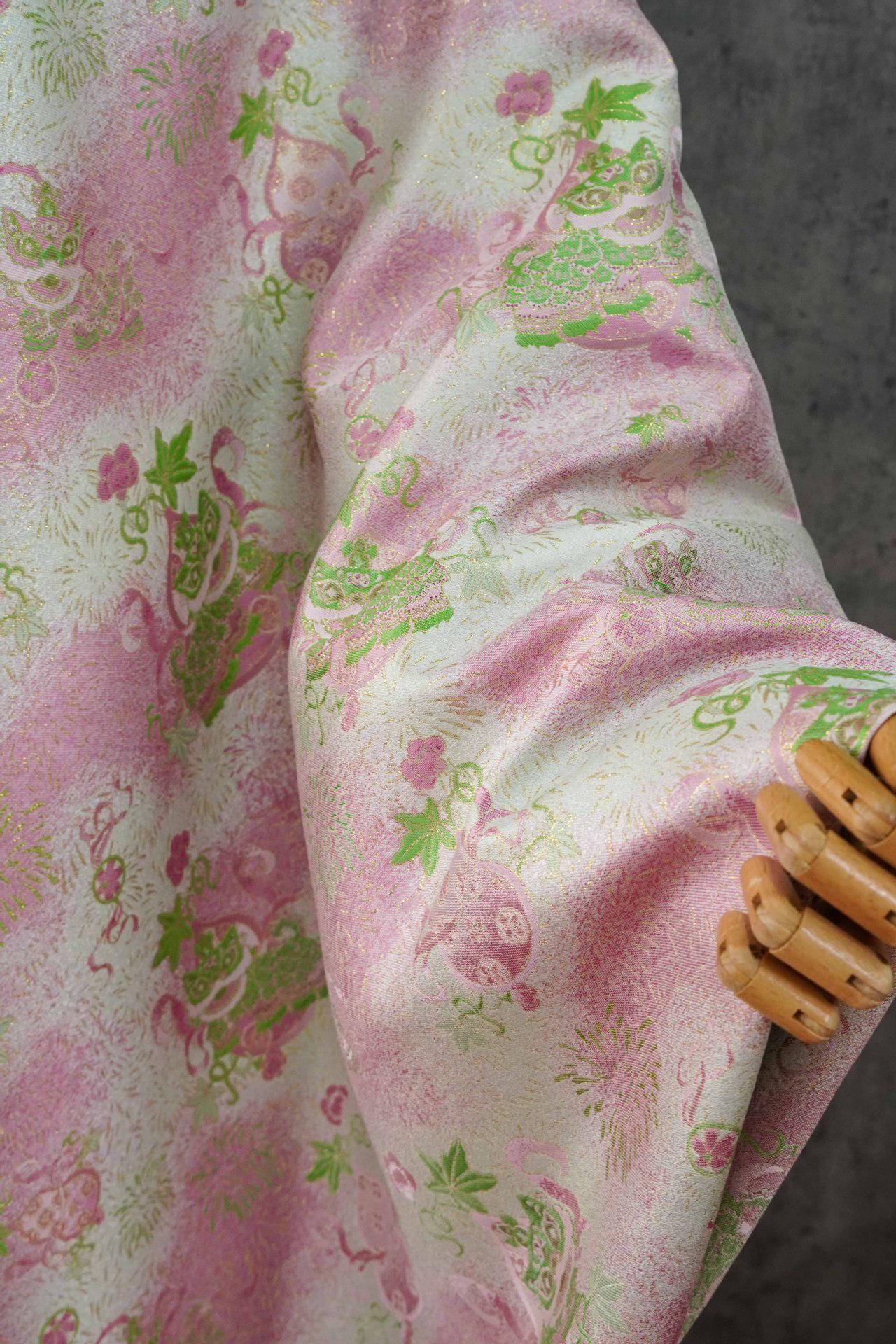 Luxury Song Dynasty Brocade Fabric, Golden Thread Jacquard Textile for Couture, Premium Oriental Silk Woven Material by the Yard - 1 Meter - Poppylollipop