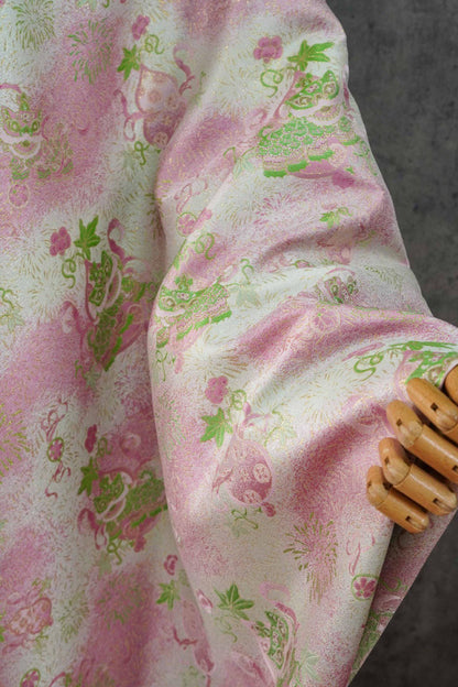 Luxury Song Dynasty Brocade Fabric, Golden Thread Jacquard Textile for Couture, Premium Oriental Silk Woven Material by the Yard - 1 Meter - Poppylollipop