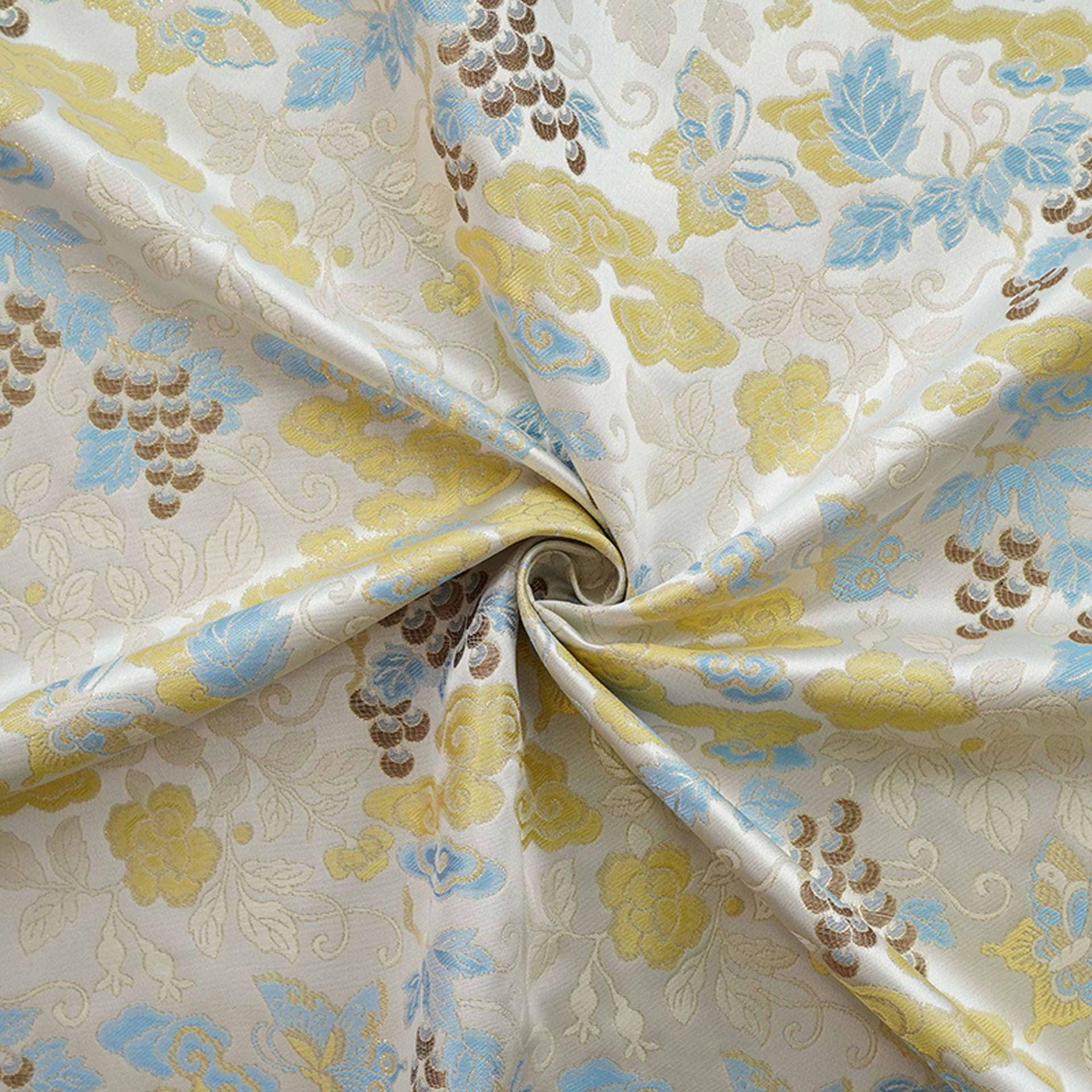 Grape Butterfly song Brocade Fabric, Luxury Gold Thread Jacquard, Premium Oriental Silk Woven Textile for Couture & Sewing - 1 Meter - Poppylollipop
