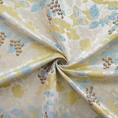 Grape Butterfly song Brocade Fabric, Luxury Gold Thread Jacquard, Premium Oriental Silk Woven Textile for Couture & Sewing - 1 Meter - Poppylollipop