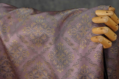 Rhombus Floral Brocade Fabric Rayon Silk Jacquard Damask Fabric Xianghua Pattern Textile for Costume Upholstery Cheongsam Craft Fabric - Poppylollipop
