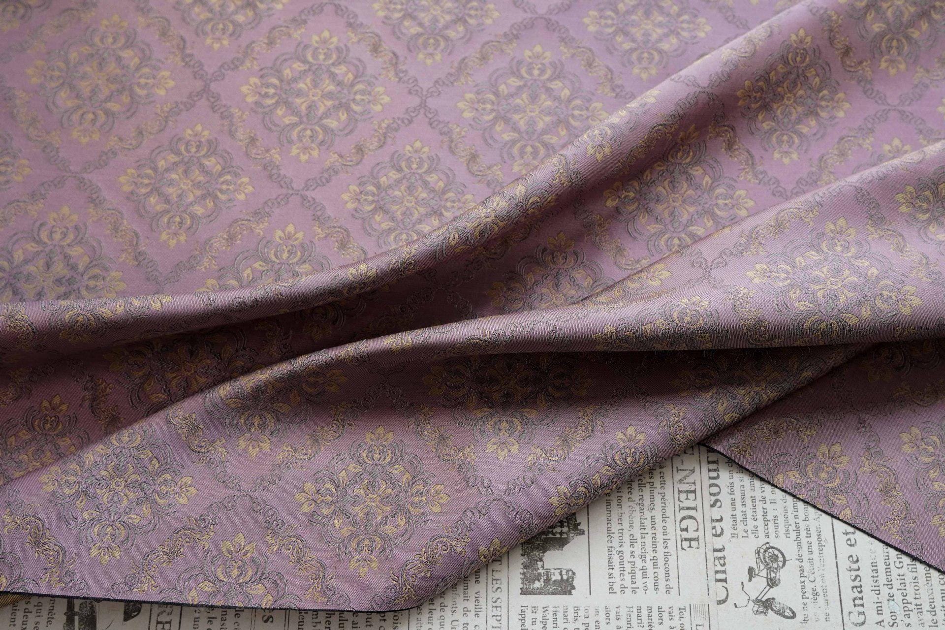 Rhombus Floral Brocade Fabric Rayon Silk Jacquard Damask Fabric Xianghua Pattern Textile for Costume Upholstery Cheongsam Craft Fabric - Poppylollipop