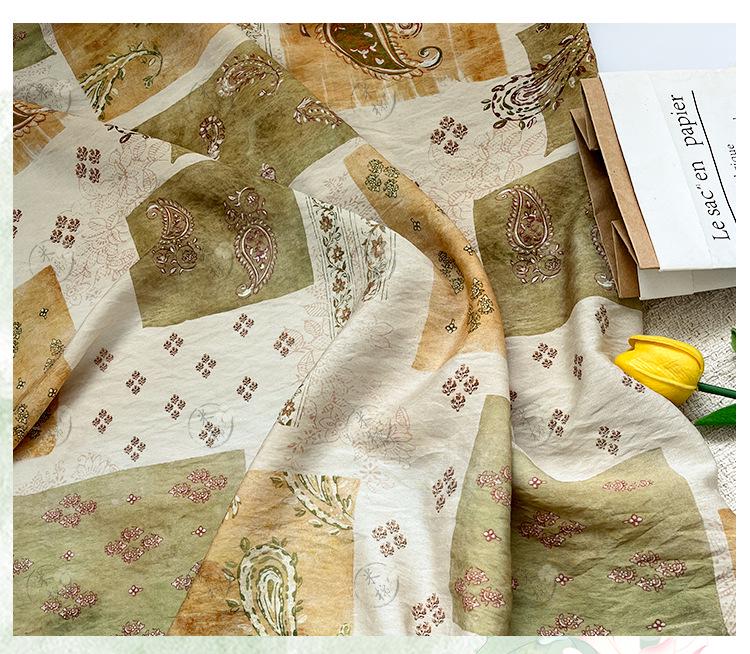 Vintage Paisley Patchwork Print Cotton Fabric By The Yard | Earthy Green Gold Boho Floral | Dress Blouse Quilting Cottagecore Sewing - Poppylollipop