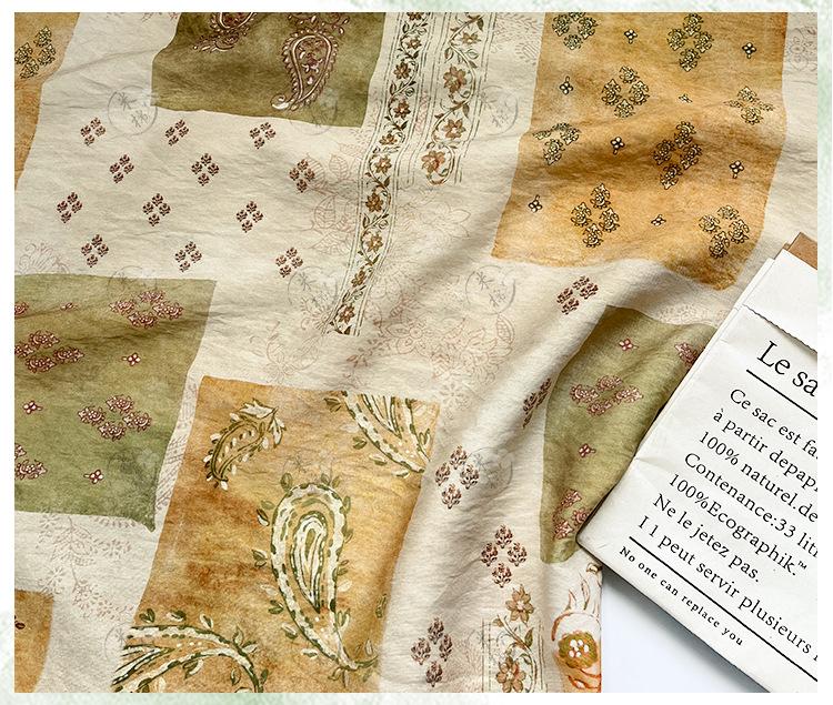 Vintage Paisley Patchwork Print Cotton Fabric By The Yard | Earthy Green Gold Boho Floral | Dress Blouse Quilting Cottagecore Sewing - Poppylollipop