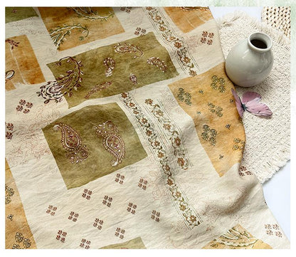 Vintage Paisley Patchwork Print Cotton Fabric By The Yard | Earthy Green Gold Boho Floral | Dress Blouse Quilting Cottagecore Sewing - Poppylollipop