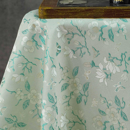 Mint Green Magnolia Butterfly Jacquard Fabric By The Yard | White Gold Floral Woven Brocade | Dress Qipao Curtain Home Décor Sewing - Poppylollipop