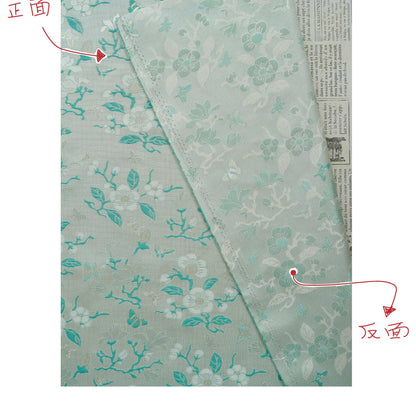 Mint Green Magnolia Butterfly Jacquard Fabric By The Yard | White Gold Floral Woven Brocade | Dress Qipao Curtain Home Décor Sewing - Poppylollipop
