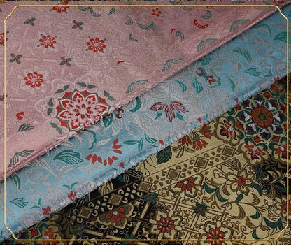 Nishijin Ori Jacquard Fabric | Japanese Floral Brocade | Kimono Textile | Traditional Woven Pattern | Dress Cosplay, 59"Wide - Poppylollipop