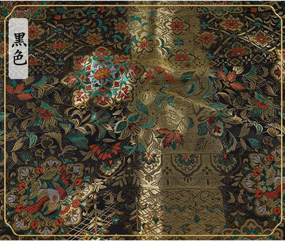Nishijin Ori Jacquard Fabric | Japanese Floral Brocade | Kimono Textile | Traditional Woven Pattern | Dress Cosplay, 59"Wide - Poppylollipop