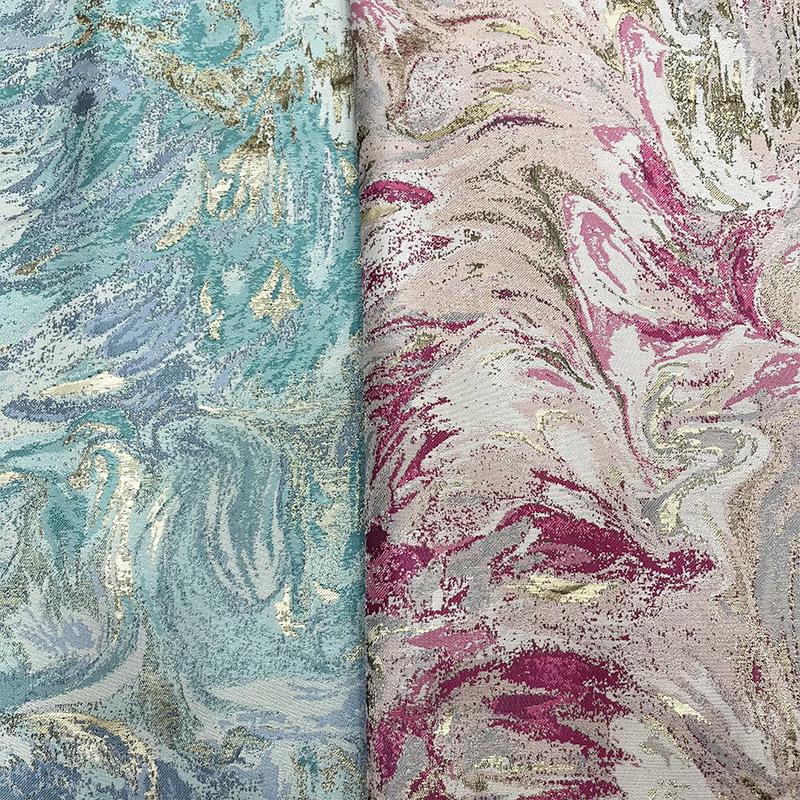 Abstract Oil Painting Jacquard Fabric | Gold Thread Luxury Brocade | Vintage Color Woven | Sofa Upholstery Dress, 58"Wide