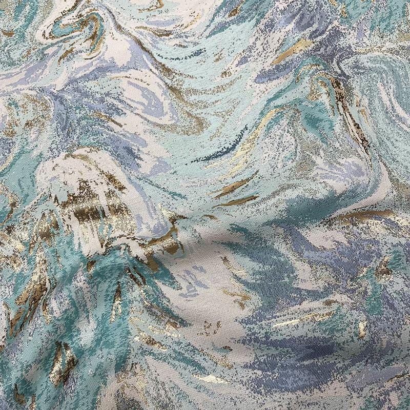 Abstract Oil Painting Jacquard Fabric | Gold Thread Luxury Brocade | Vintage Color Woven | Sofa Upholstery Dress, 58"Wide