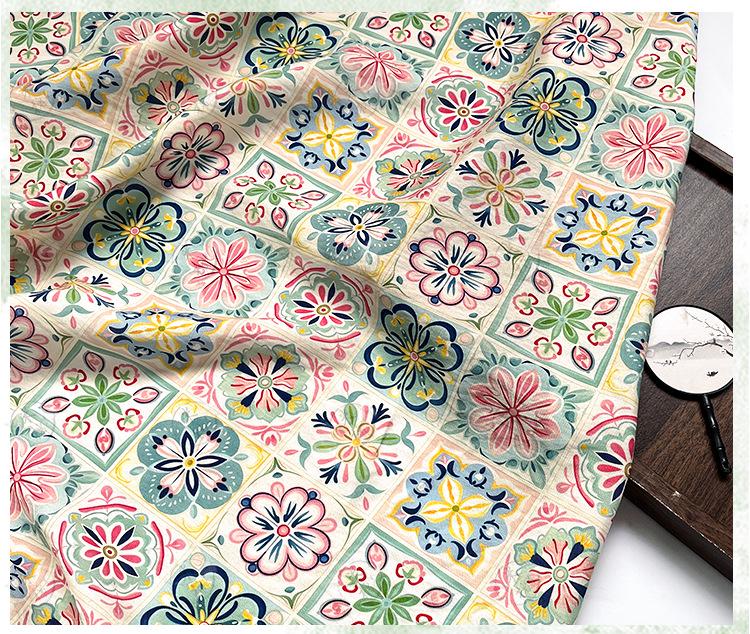 New Chinese Style Digital Print Fabric | Geometric Floral | Crystal Clear Pattern | Hanfu Qipao Dress Decor (59 inch) - Poppylollipop