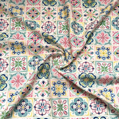 New Chinese Style Digital Print Fabric | Geometric Floral | Crystal Clear Pattern | Hanfu Qipao Dress Decor (59 inch) - Poppylollipop