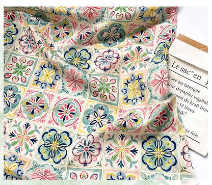 New Chinese Style Digital Print Fabric | Geometric Floral | Crystal Clear Pattern | Hanfu Qipao Dress Decor (59 inch) - Poppylollipop
