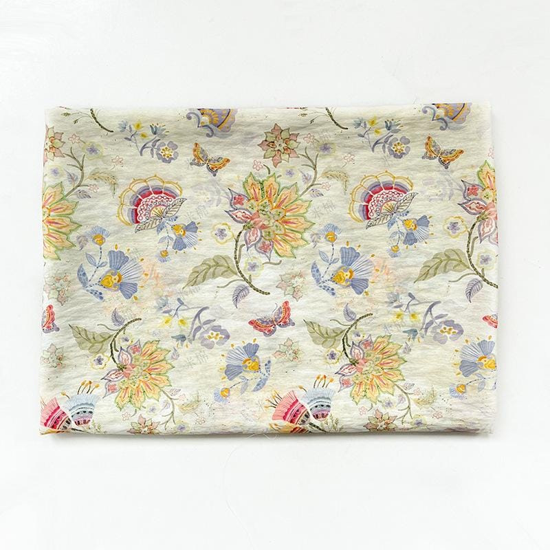 Garden Overture Digital Print Fabric | New Chinese Style | Floral Botanical | Hanfu Dress Home Decor Quilting (59 inch)