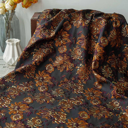 3D Embossed Chrysanthemum Gold Thread Jacquard Fabric – Chinese Brocade Textile (62" Wide) - Poppylollipop
