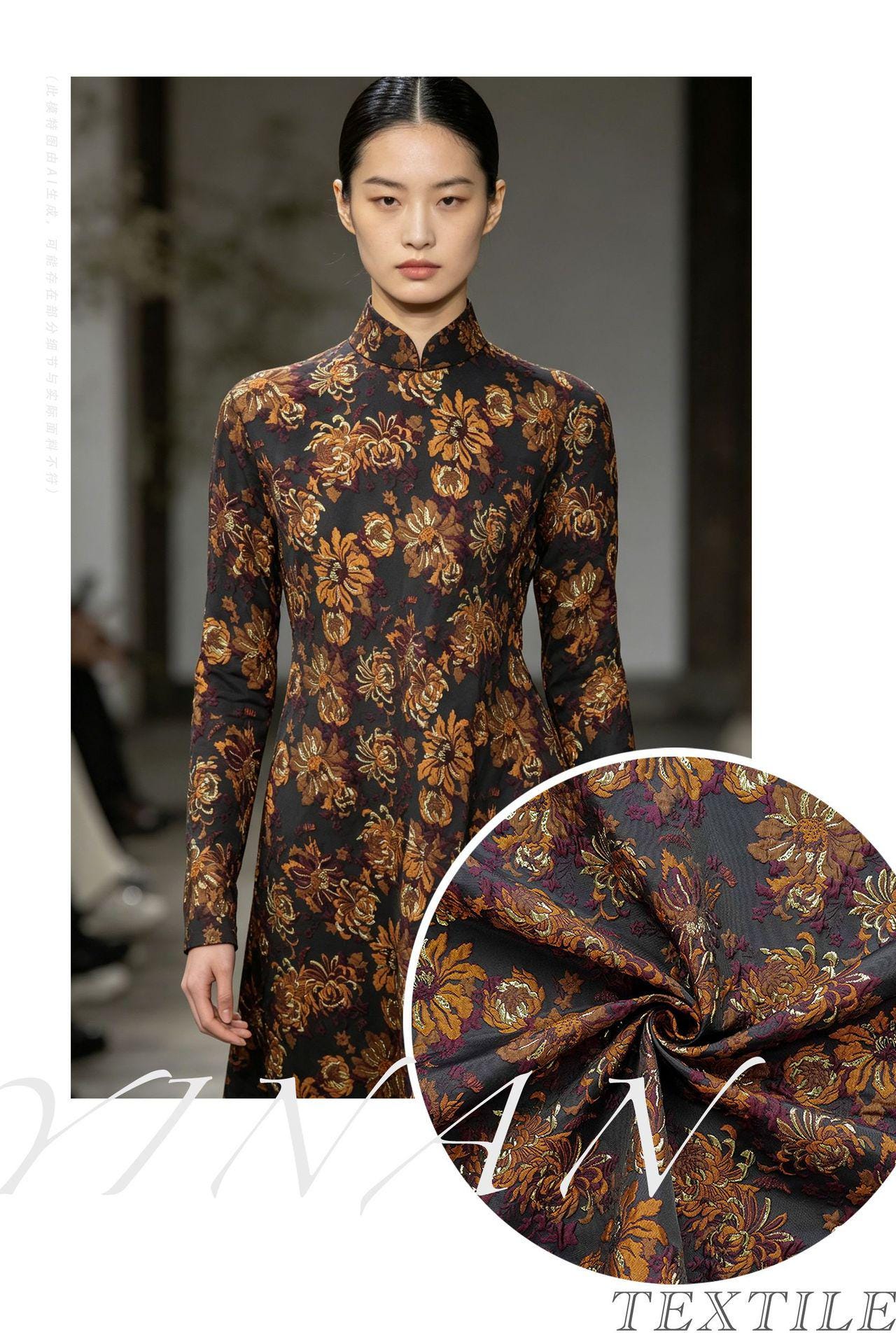 3D Embossed Chrysanthemum Gold Thread Jacquard Fabric – Chinese Brocade Textile (62" Wide) - Poppylollipop