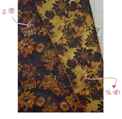 3D Embossed Chrysanthemum Gold Thread Jacquard Fabric – Chinese Brocade Textile (62" Wide) - Poppylollipop
