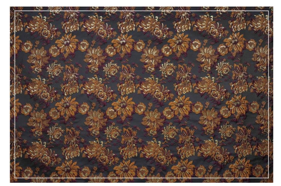 3D Embossed Chrysanthemum Gold Thread Jacquard Fabric – Chinese Brocade Textile (62" Wide) - Poppylollipop