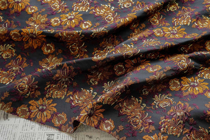 3D Embossed Chrysanthemum Gold Thread Jacquard Fabric – Chinese Brocade Textile (62" Wide) - Poppylollipop