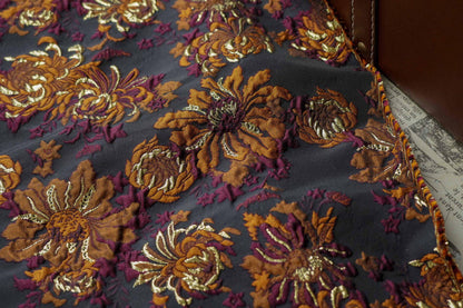 3D Embossed Chrysanthemum Gold Thread Jacquard Fabric – Chinese Brocade Textile (62" Wide) - Poppylollipop