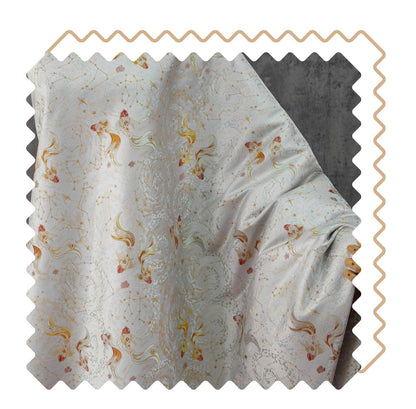 Song Brocade Pisces Gold Thread Jacquard Fabric – Chinese Zodiac Luxury Woven Textile for Hanfu, Costumes & Decorative Use, 59"Wide