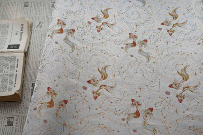 Song Brocade Pisces Gold Thread Jacquard Fabric – Chinese Zodiac Luxury Woven Textile for Hanfu, Costumes & Decorative Use, 59"Wide