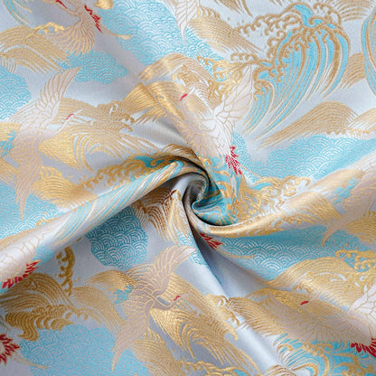 Crane Cloud Brocade Fabric | Song Dynasty Jacquard | Celestial Bird Pattern | Hanfu Wedding Decor Cosplay, 59"Wide