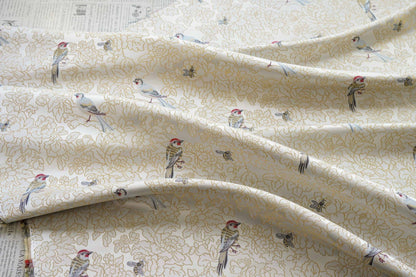 Song Brocade Bird Floral Jacquard | Gold Thread Fabric | Exotic Bird Among Flowers | Hanfu Wedding Cosplay Decor, 64"Wide - Poppylollipop