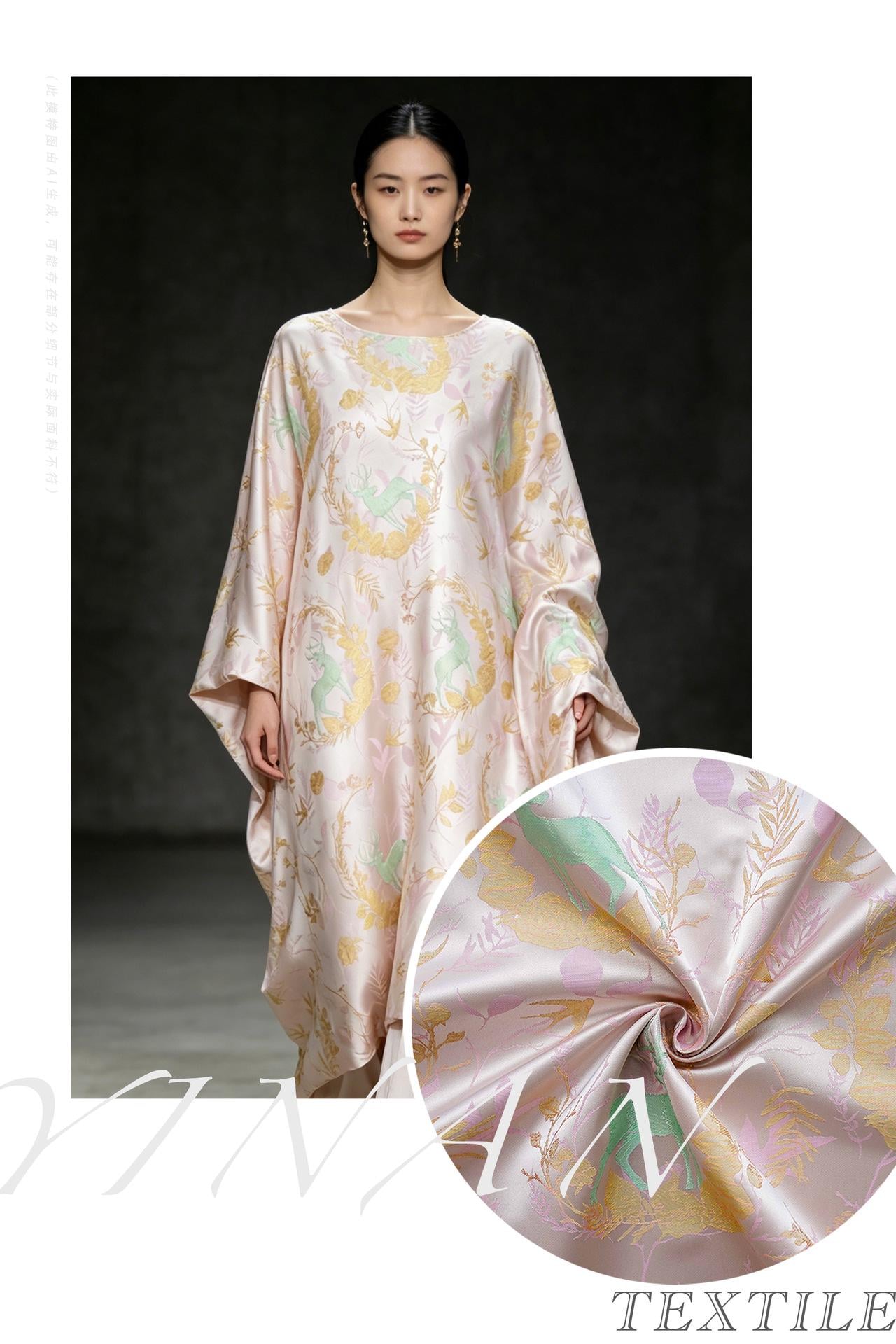 Song Brocade Hanfu Fabric | Color Woven Jacquard | Traditional Chinese Textile | Qipao Tang Suit Cosplay Wedding, 65" - Poppylollipop