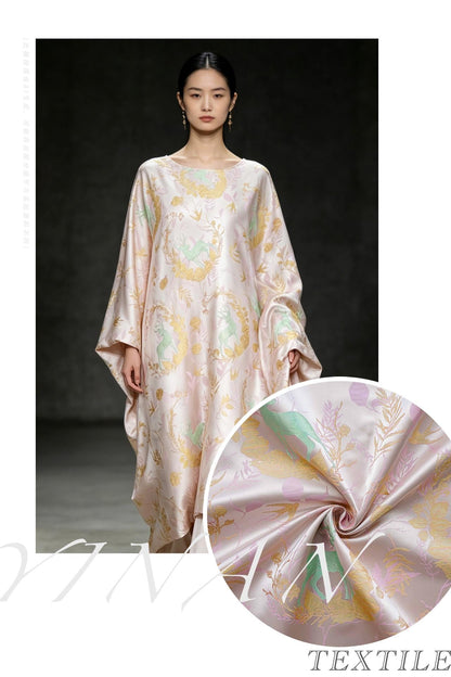 Song Brocade Hanfu Fabric | Color Woven Jacquard | Traditional Chinese Textile | Qipao Tang Suit Cosplay Wedding, 65" - Poppylollipop