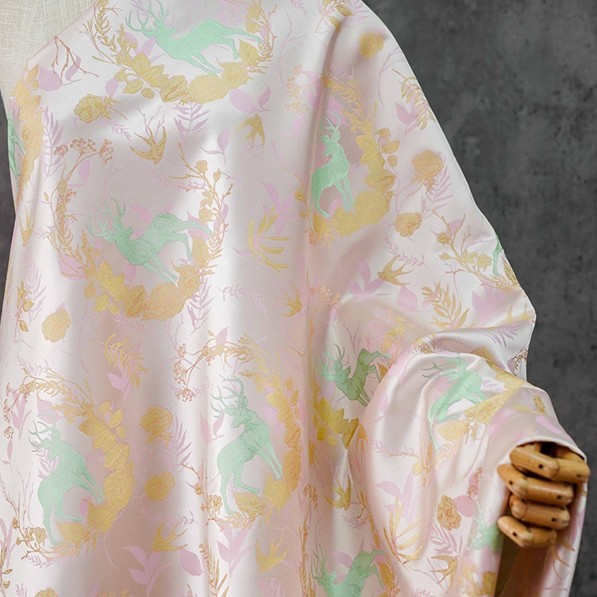 Song Brocade Hanfu Fabric | Color Woven Jacquard | Traditional Chinese Textile | Qipao Tang Suit Cosplay Wedding, 65" - Poppylollipop