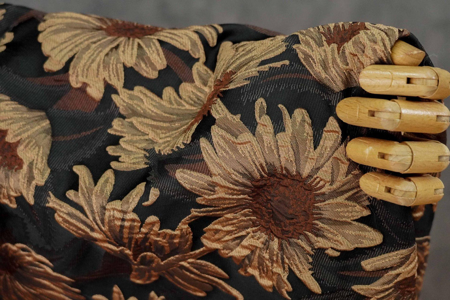 3D Sunflower Jacquard Fabric by the Meter | Vintage Embossed Floral Brocade | Black Brown | Quilting Home Decor Upholstery Bag Making