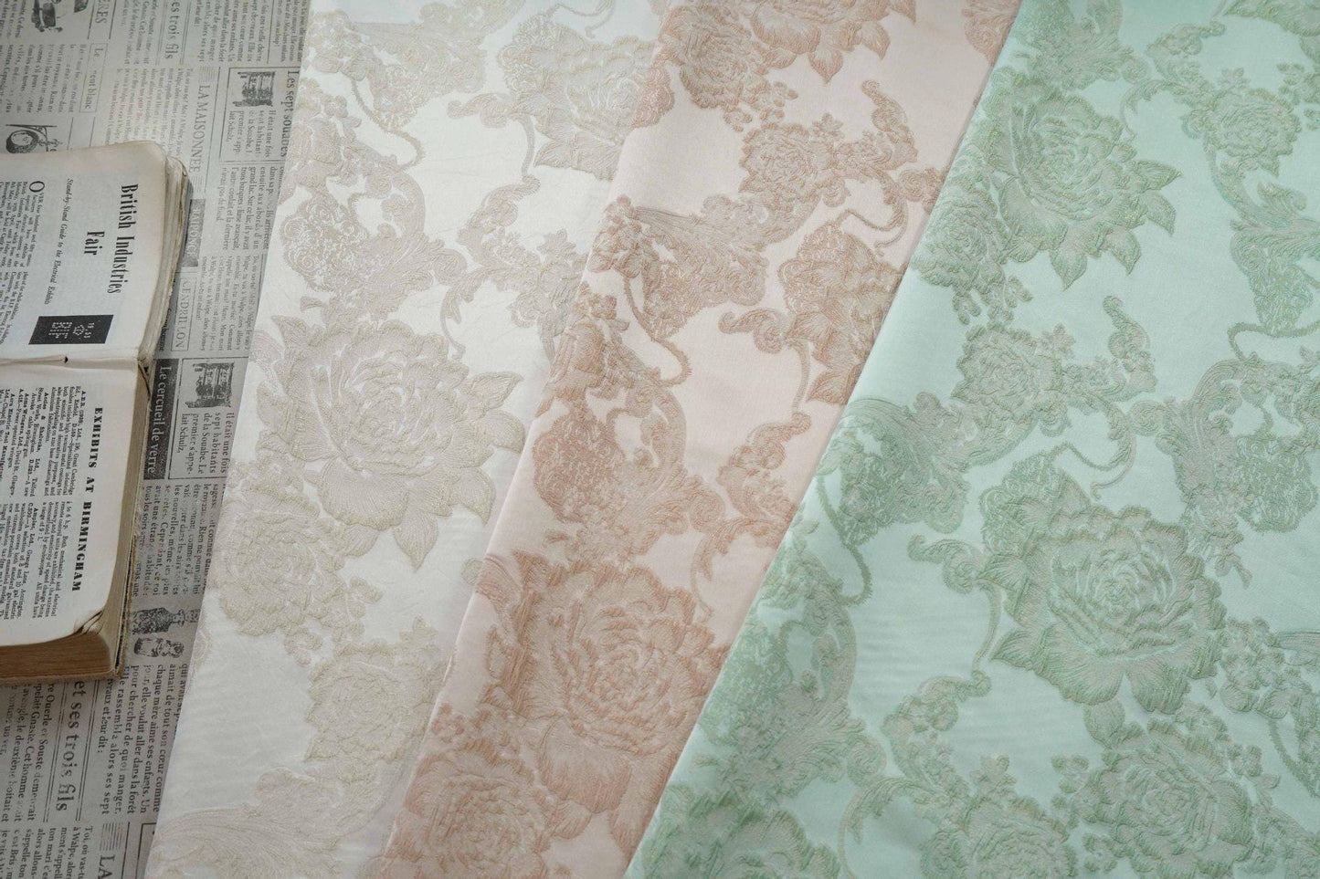Floral Jacquard Brocade Fabric | Macaron Colors | Rayon Gold Thread Satin | 57" Wide | Dress Lining Hanfu Bridal - Poppylollipop