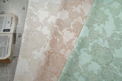 Floral Jacquard Brocade Fabric | Macaron Colors | Rayon Gold Thread Satin | 57" Wide | Dress Lining Hanfu Bridal - Poppylollipop