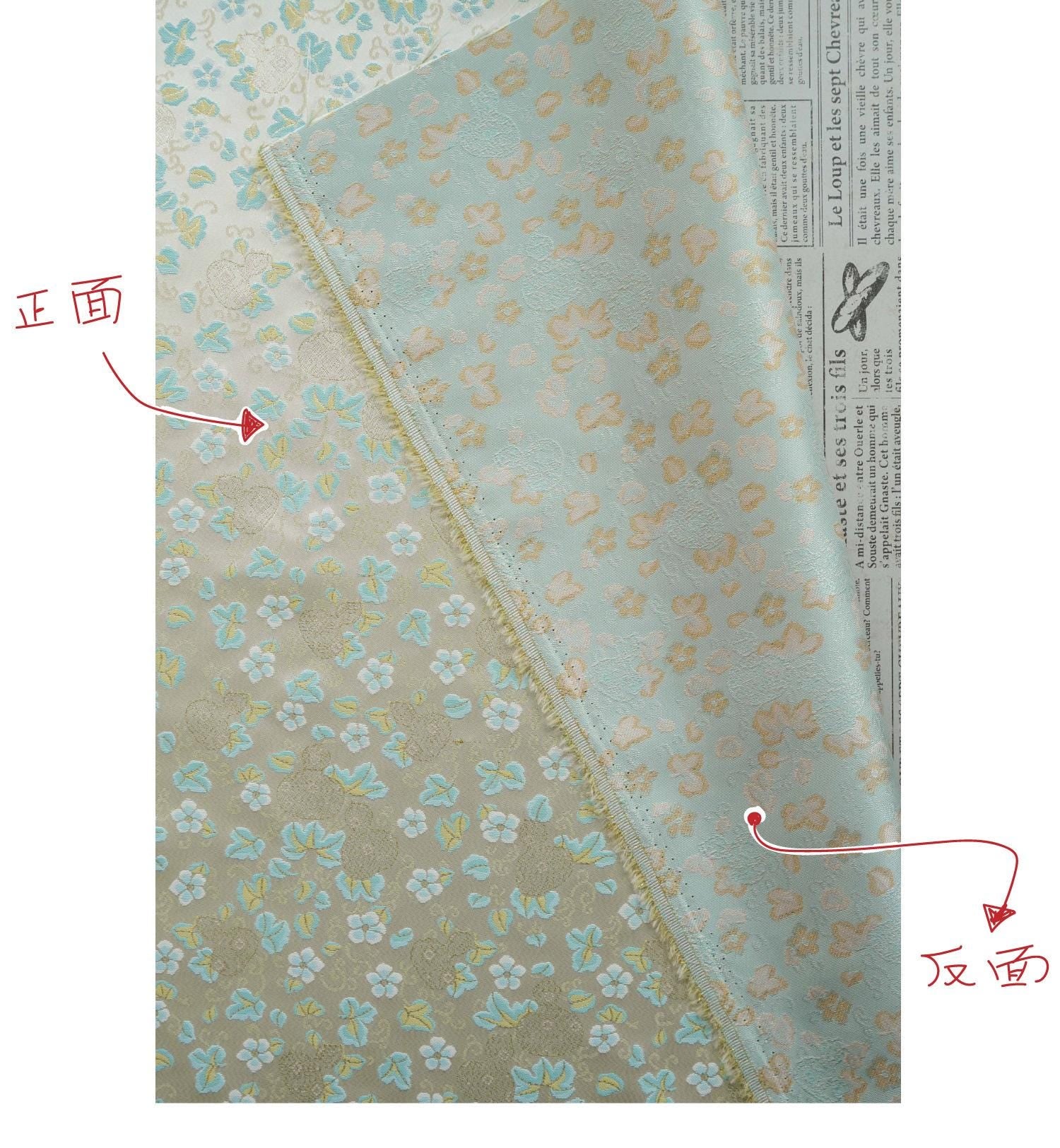 Song Brocade Fabric Gold Thread | Ditsy Floral Jacquard | 3 Colors | Vintage Pattern 59" | Hanfu Dress Cosplay