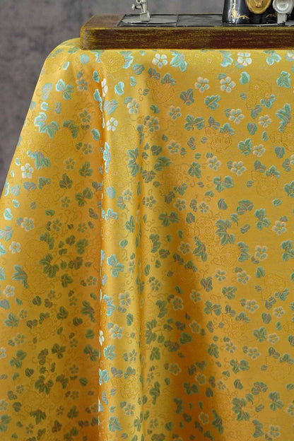 Song Brocade Fabric Gold Thread | Ditsy Floral Jacquard | 3 Colors | Vintage Pattern 59" | Hanfu Dress Cosplay