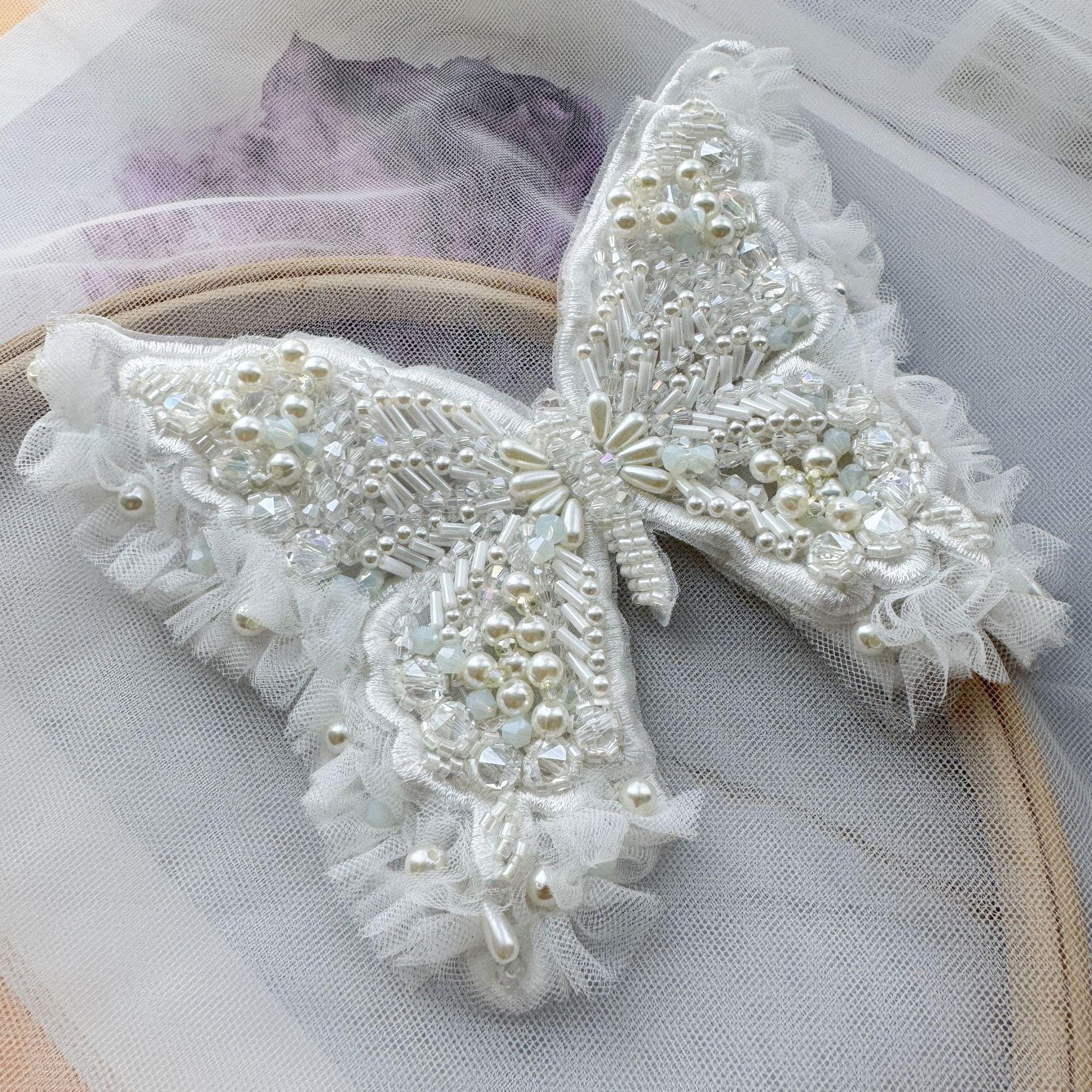 Handmade 3D Butterfly Applique | Double Layer Embroidered Fabric Patch | Hair Accessories Costume DIY Embellishment - Poppylollipop