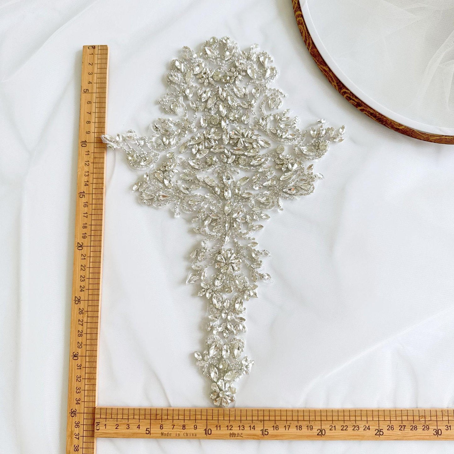 White Flower Rhinestone Applique | Crystal Beaded Floral Patch | Bridal Wedding Dress Dance Costume DIY Embellishment - Poppylollipop