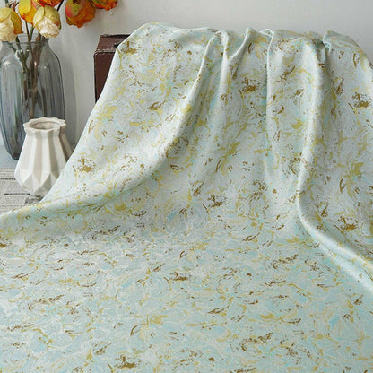Abstract Watercolor Floral Jacquard Fabric | Mint Green Yarn - Dyed Brocade Textile | Elegant Dressmaking & Home Decor Fabric - Poppylollipop