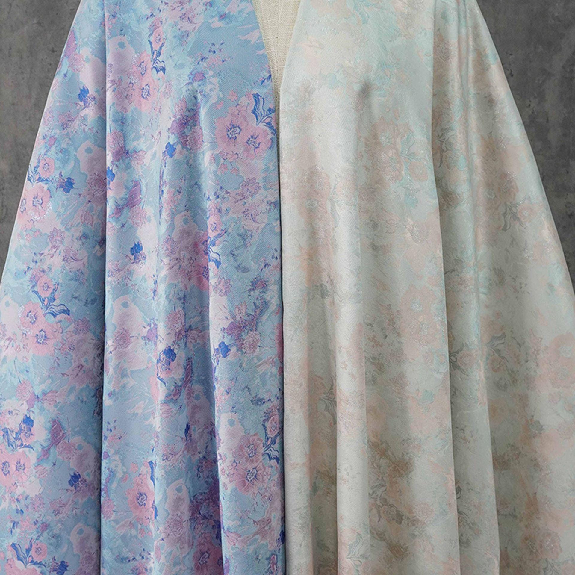 Romantic Oil Painting Floral Metallic Jacquard Fabric | Elegant Brocade Upholstery & Dress Fabric | Luxury Decorative Textile - Poppylollipop