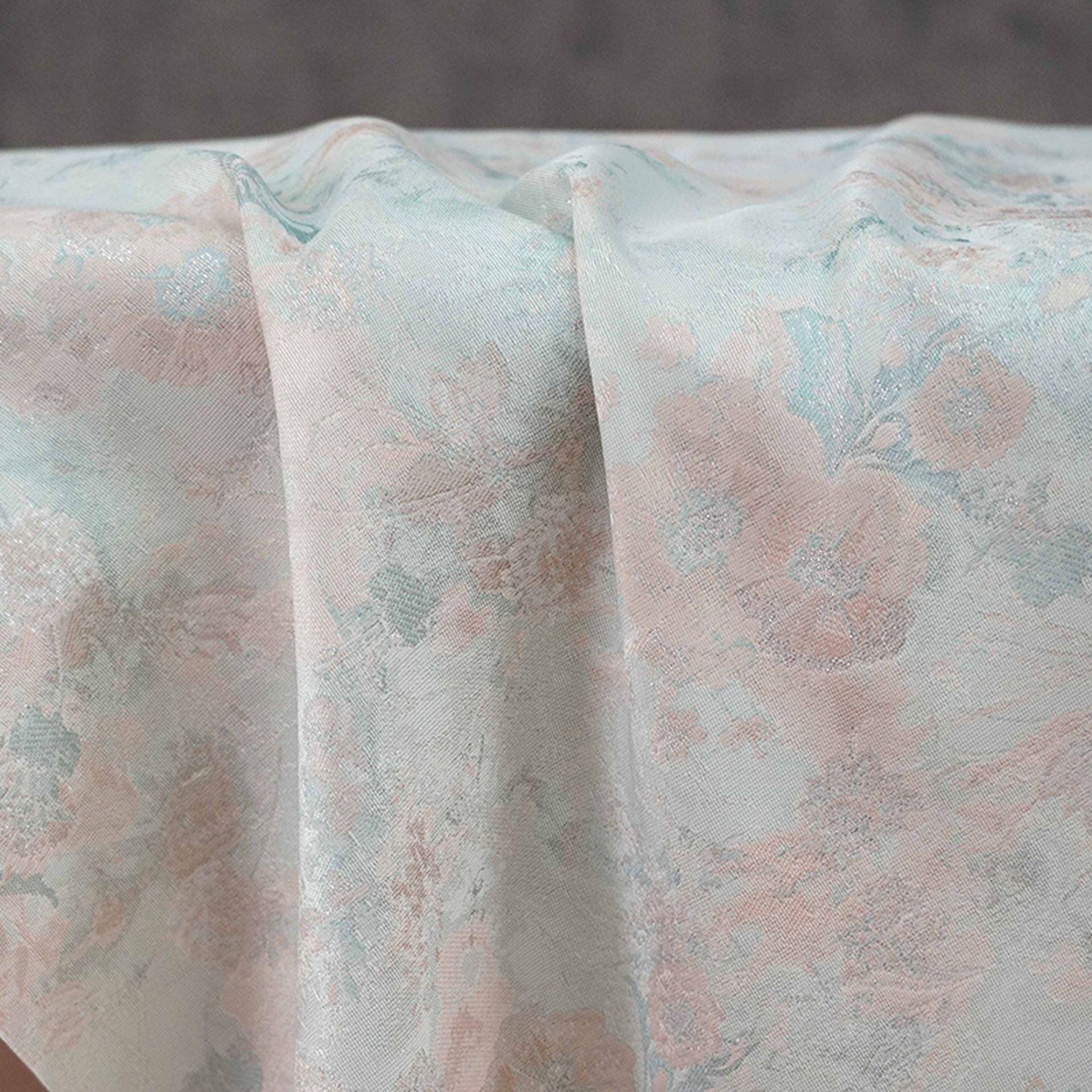 Romantic Oil Painting Floral Metallic Jacquard Fabric | Elegant Brocade Upholstery & Dress Fabric | Luxury Decorative Textile - Poppylollipop