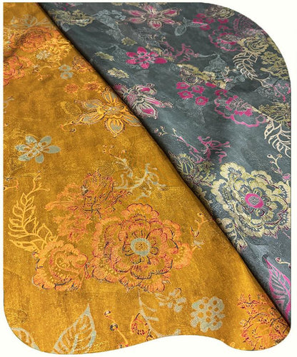 Luxury Silk Blend Xiangyunsha Fabric | Colorful Metallic Floral Luo Weave Satin Brocade Textile | Traditional Oriental Couture Dress Fabric - Poppylollipop