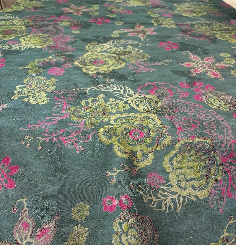 Luxury Silk Blend Xiangyunsha Fabric | Colorful Metallic Floral Luo Weave Satin Brocade Textile | Traditional Oriental Couture Dress Fabric - Poppylollipop