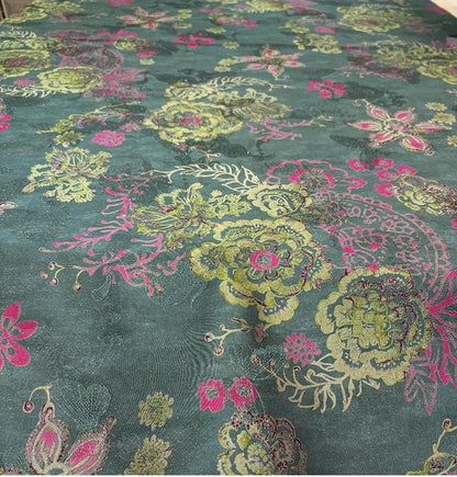Luxury Silk Blend Xiangyunsha Fabric | Colorful Metallic Floral Luo Weave Satin Brocade Textile | Traditional Oriental Couture Dress Fabric - Poppylollipop