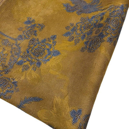 Luxury Mulberry Silk Xiangyunsha Fabric | Phoenix Motif Floral Luo Brocade Weave Textile | Traditional Oriental Couture Fabric - Poppylollipop