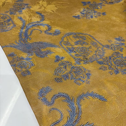 Luxury Mulberry Silk Xiangyunsha Fabric | Phoenix Motif Floral Luo Brocade Weave Textile | Traditional Oriental Couture Fabric - Poppylollipop