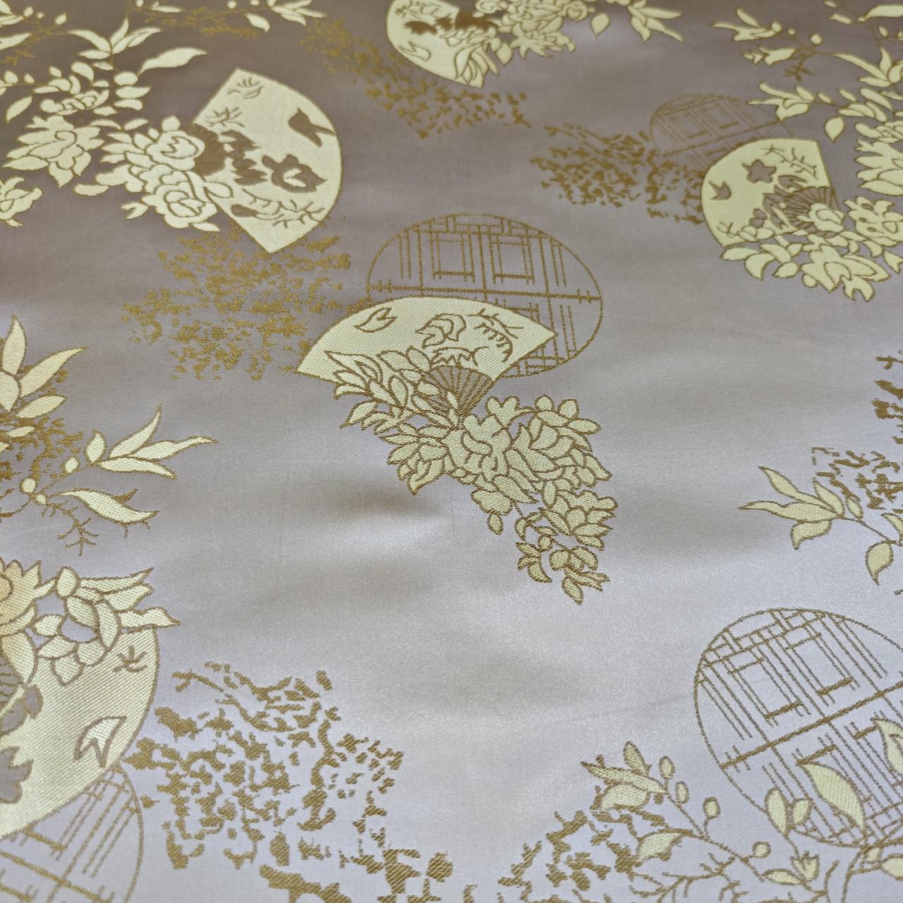 Chinese Brocade Satin Fabric by Yard, Window Pattern Jacquard Fabric, Soft Smooth Damask Textile for Dress Upholstery Decor, 3 Colors - Poppylollipop