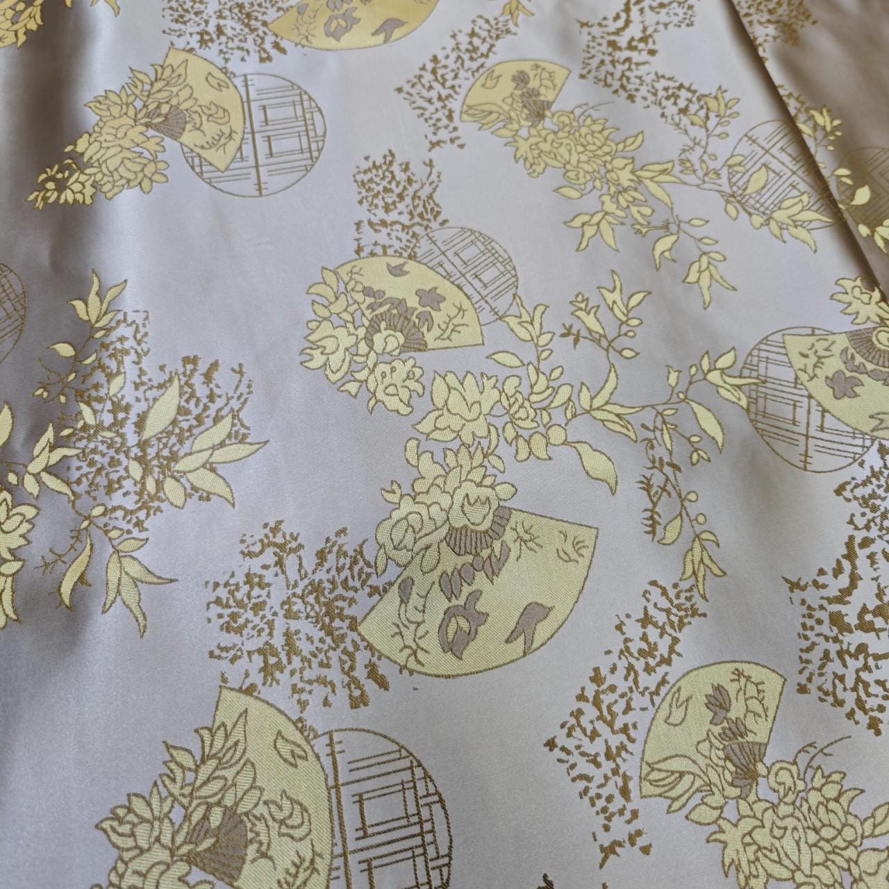 Chinese Brocade Satin Fabric by Yard, Window Pattern Jacquard Fabric, Soft Smooth Damask Textile for Dress Upholstery Decor, 3 Colors - Poppylollipop
